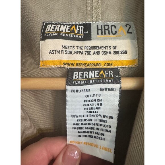 Berne Flame-Resistant Unlined Coveralls Size 40 R HRC-2 Men"s NWT Khaki Welder - Picture 5 of 14